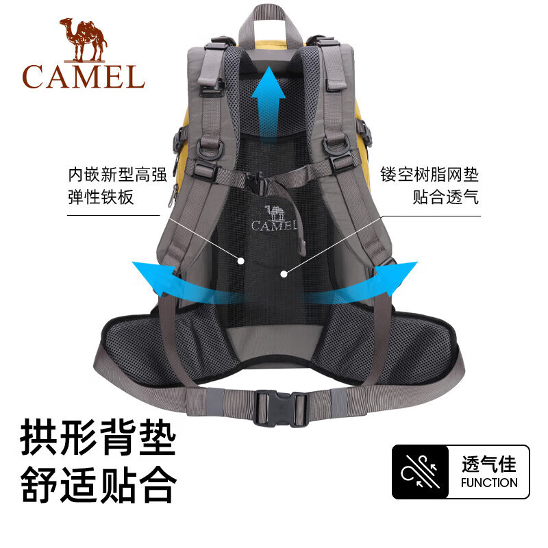 骆驼(CAMEL)户外徒步登山大容量轻便专业运动双肩背包(40L) A1W3QJ111