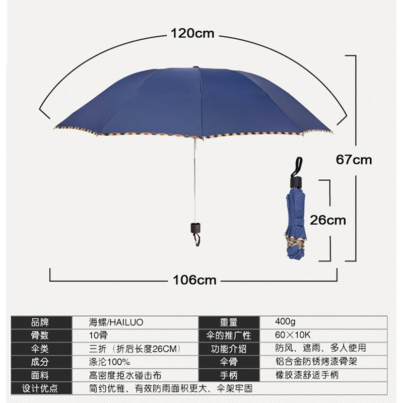 海螺晴雨伞375N 61.5CM*10K高清大图