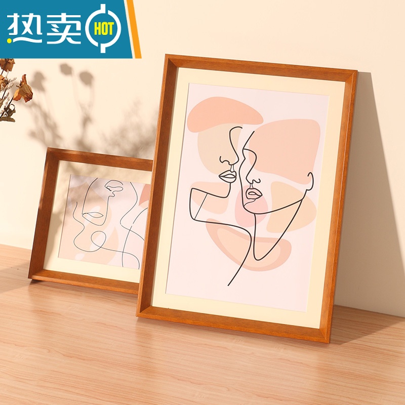 敬平画框装裱a4挂墙a3大相框裱画4K素描油画外框8K实木色定制任意尺寸 实木色 20寸[内径40.4*50.6]挂墙高清大图