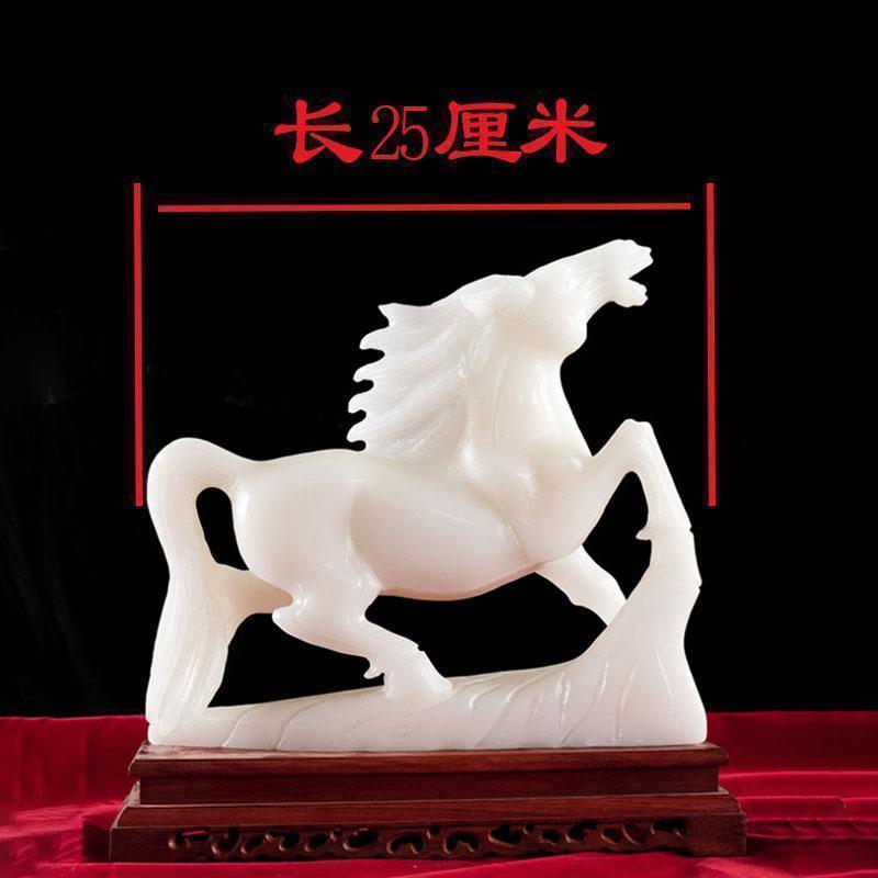 家柏饰(CORATED)玉石马摆件白玉马到成功一马当先玉器工艺开业乔迁礼品高清大图