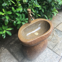 Hittery 天然鹅卵石原石头户外庭院洗手盆 儿童款高度65 盆+底座（单位：套）