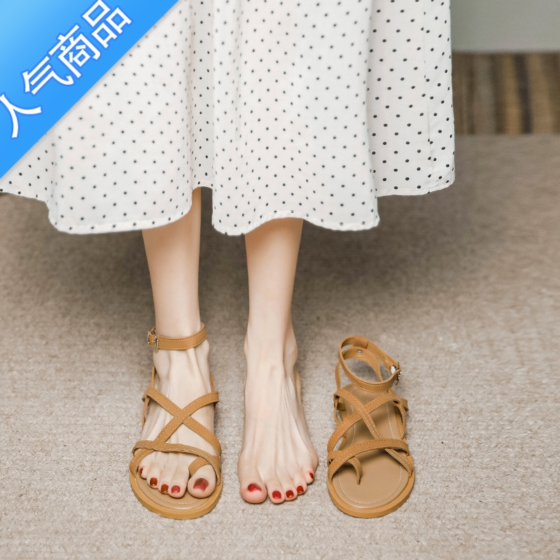 SUNTEK平底波西米亚泰国旅游凉鞋2023年新款女配裙子百搭软底复古罗马3高清大图