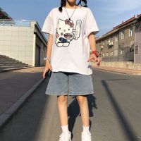 牛仔裤女港风爱心刺绣春秋款复古百搭小个子直筒宽松拖地裤潮ins 蓝色5048 S