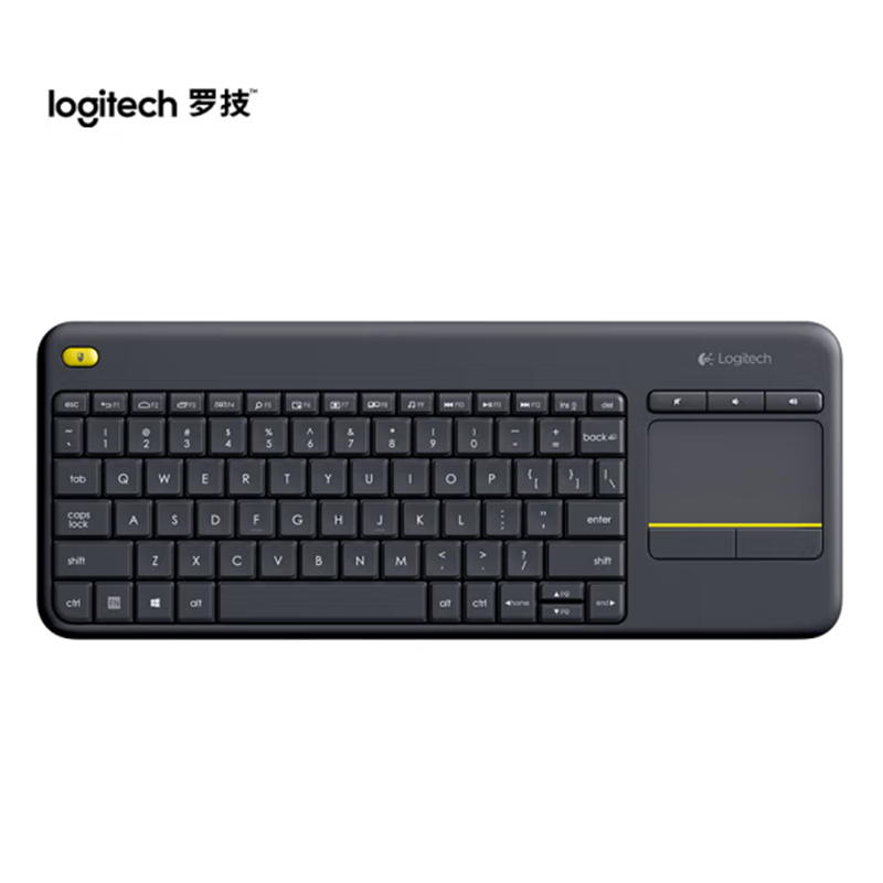 罗技(Logitech) K400 Plus 键盘 无线键盘 办公键盘 带触摸板 黑色 带无线2.4G接收器