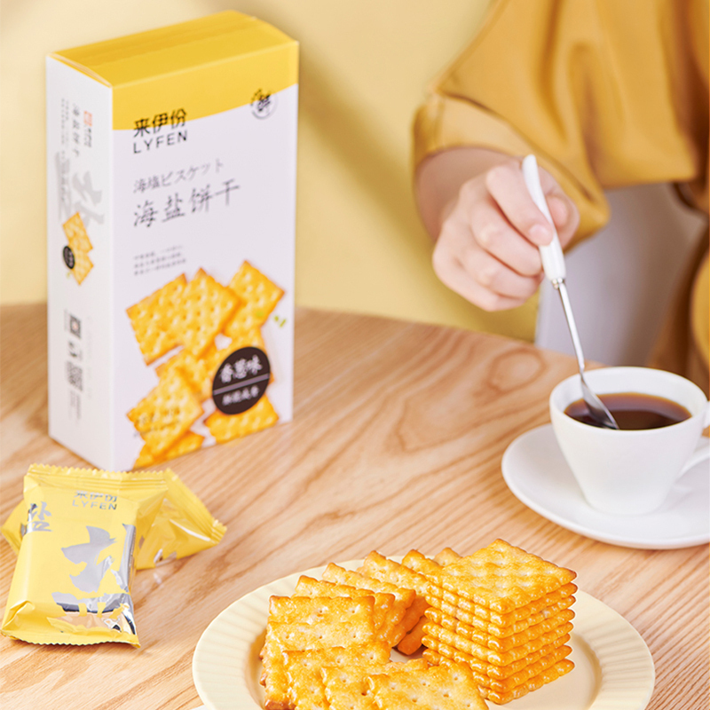 来伊份 休闲饼干充饥解馋办公室休闲零食早餐饼干 海盐饼干(香葱味) 110g
