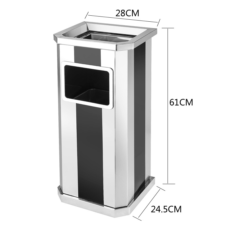 易企采 单桶垃圾桶不锈钢烟头垃圾桶 立式酒店大堂商用电梯口户外带烟灰缸果皮箱高清大图