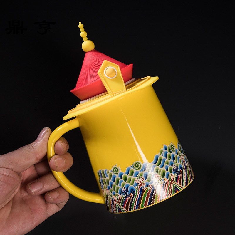 鼎亨中国风咖啡杯陶瓷杯茶杯龙凤马克杯子创意皇帝皇后龙帽凤冠硅