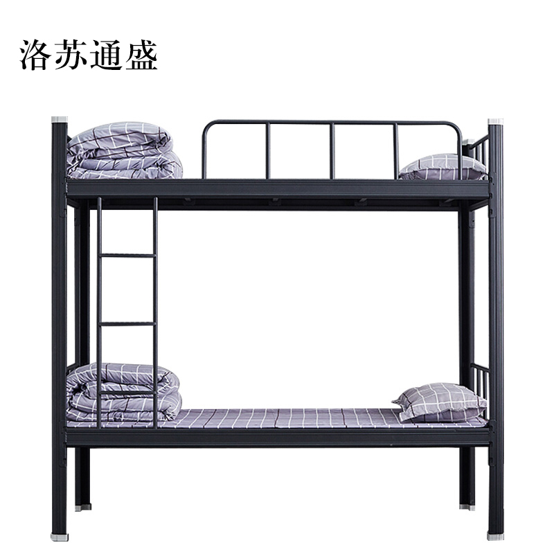洛苏通盛铁架床钢木床宿舍床黑色加厚型2000X1200含床板常规款[工厂现做 7天内发货]高清大图