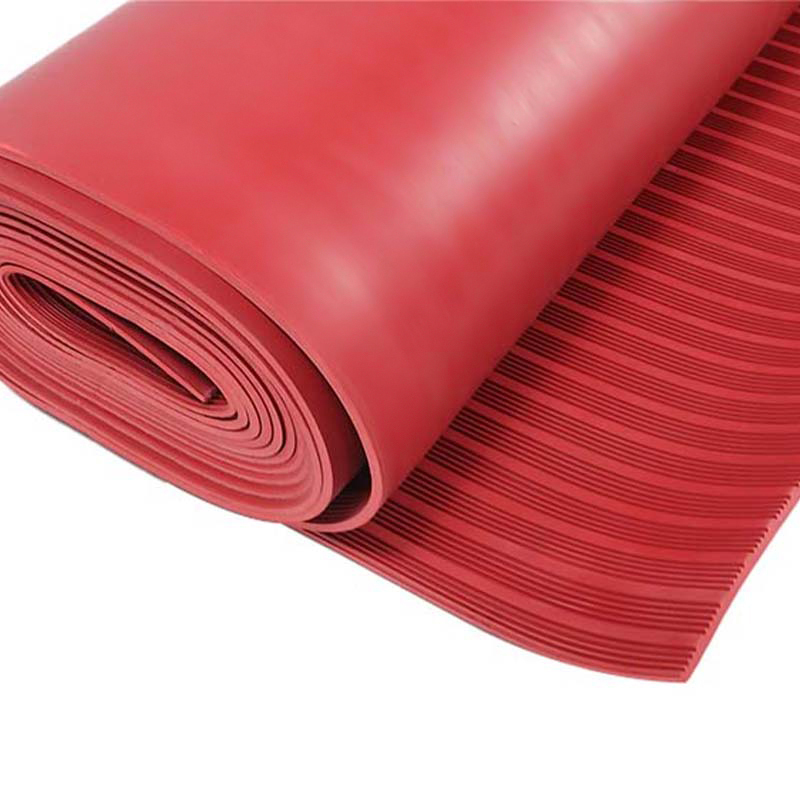 典虎 绝缘橡胶板 红色条纹3mm*1.2m*10m 6kv 卷高清大图