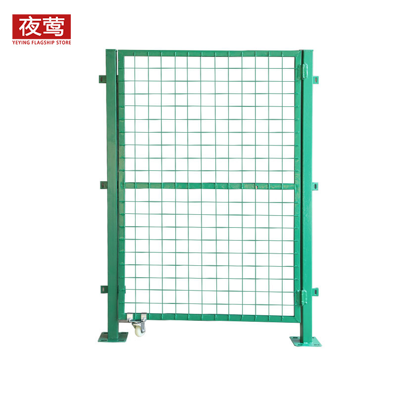 夜莺 车间隔离网门工厂仓库围栏网防护网快递分拣隔断网配套门铁丝网门防护栅栏 绿色1.2米高*1.0米宽单开门