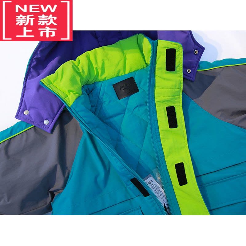 可莉允童装儿童时尚夹棉衣冲锋衣2022冬新品男童韩范拼色外套棉服图片