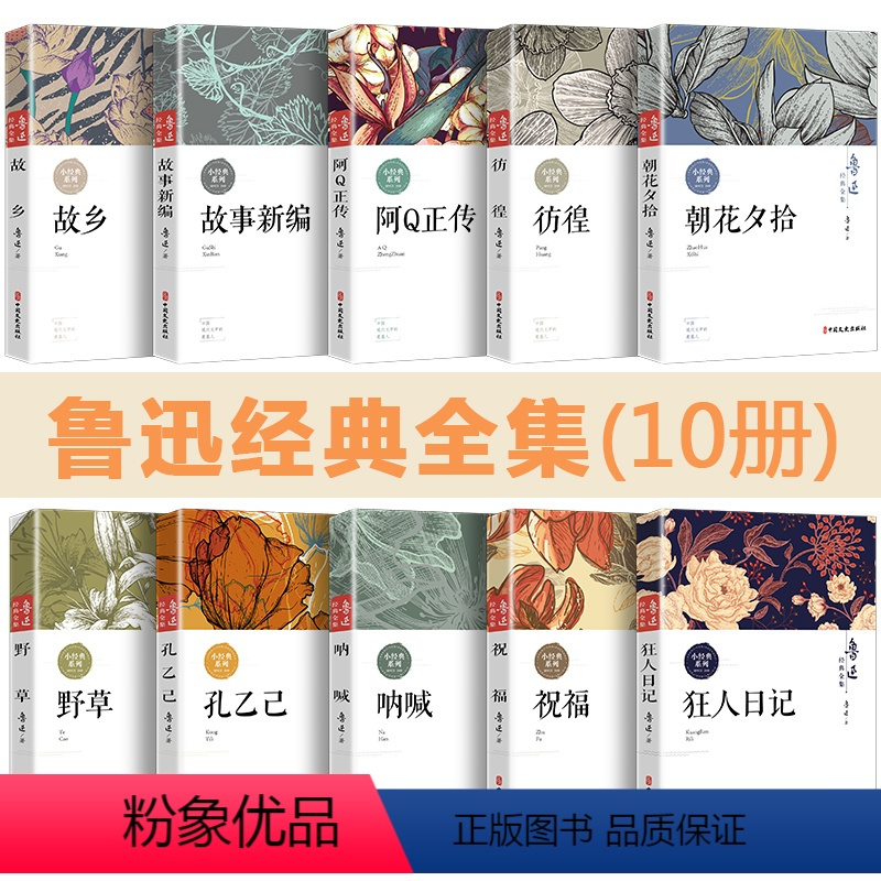 [正版]鲁迅经典全集10册 朝花夕拾鲁迅原著 呐喊彷徨 阿Q正传故乡狂人日记孔乙己野草 故事新编 书籍 招花鲁迅小说全