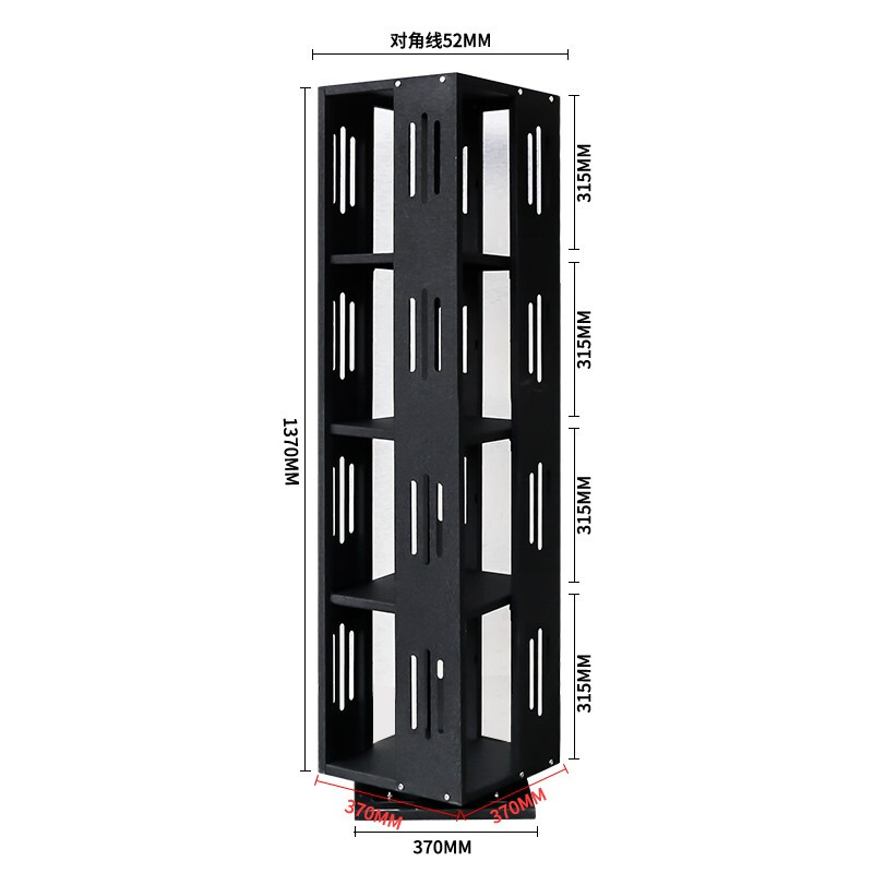 创世人 钢制旋转书架金属绿色环保无甲醛360度铁艺小书架钢制书柜落地家用转角置物架4层高清大图