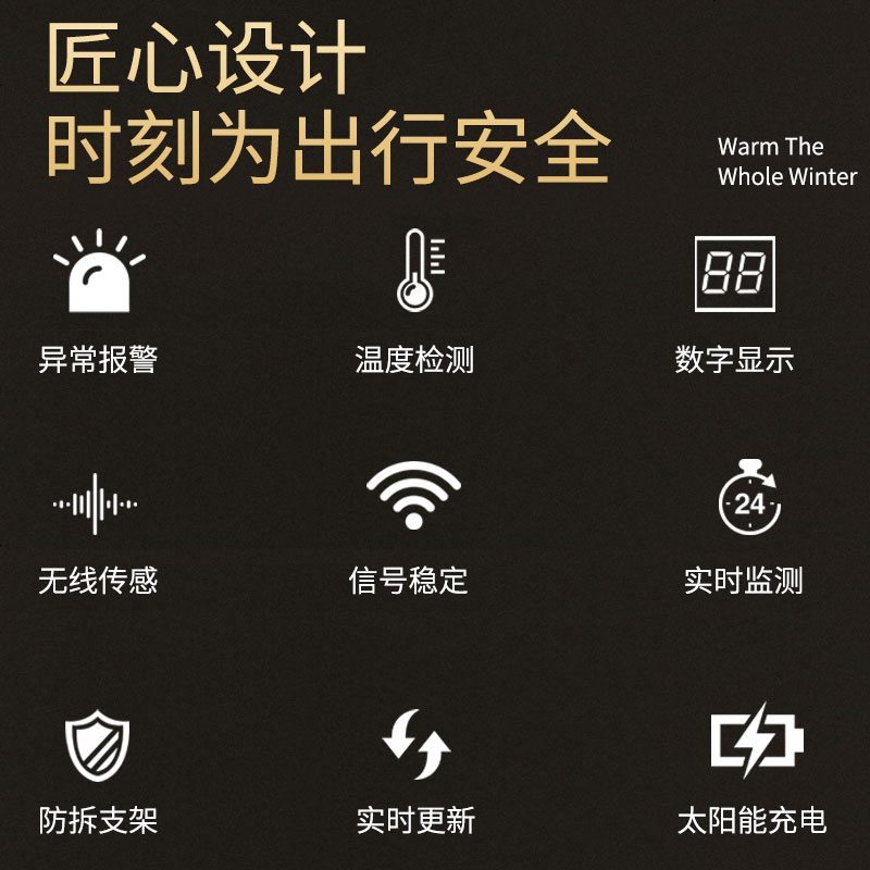 [补贴10%]摩托车胎压监测器无线外置内置机车电动车高精度太阳能充电防拆架 外置 XM6摩托胎压+报警闪灯+两轮通用