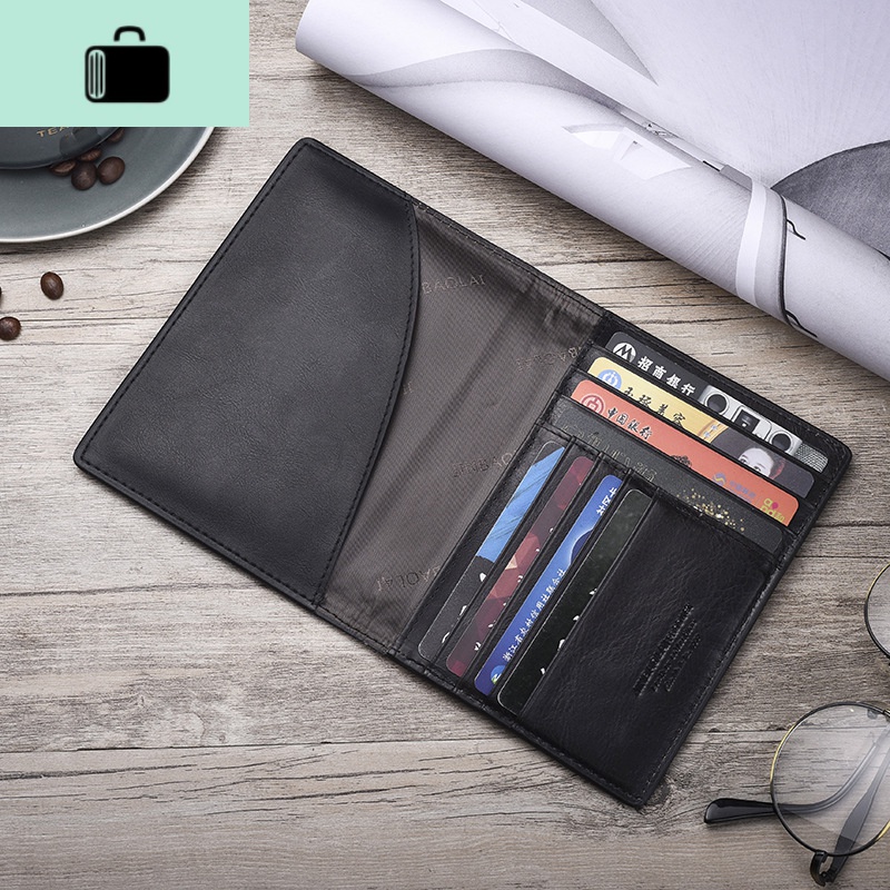 牛皮复古登机卡男女款真皮护照夹护照包护照本多功能商务皮夹卡包NEWLAKE 905#黑色