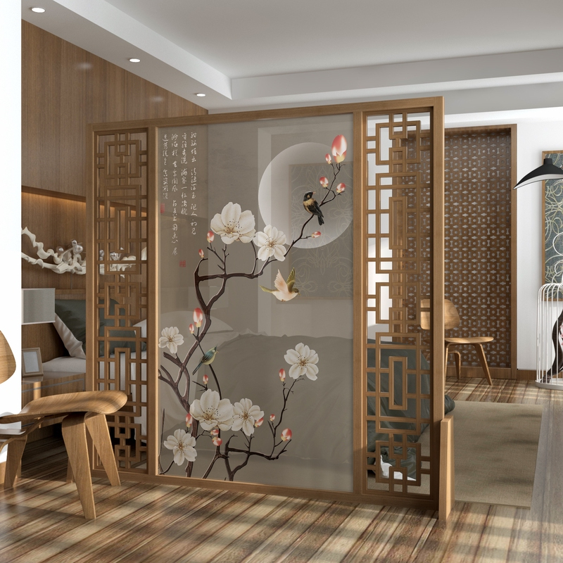 新中式屏风隔断客厅进玄关简约现代时尚卧室遮挡家用小户型座屏 左右镂空(220*180cm) 整装高清大图