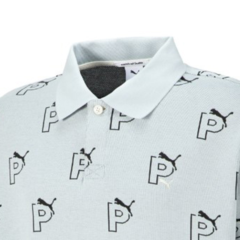 PUMA 字母满印休闲短袖Polo衫 男女同款 铂金灰 539664-80