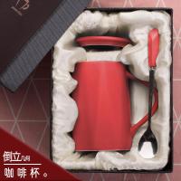 创意潮流陶瓷杯子马克杯ins北欧办公牛奶咖啡杯带盖带勺情侣水杯