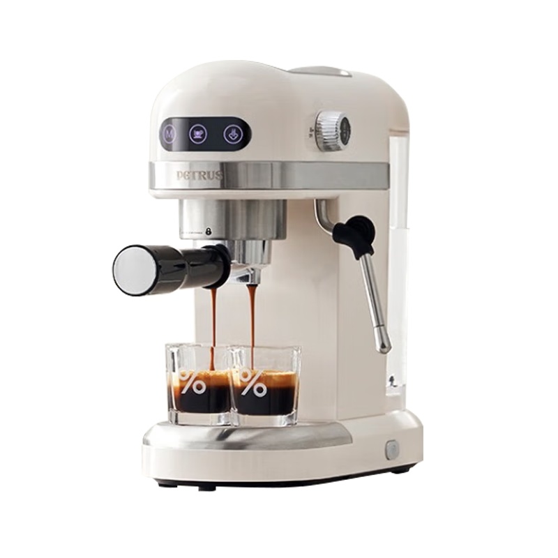 柏翠(petrus)咖啡机 PE3366 小白醒醒意式浓缩半自动咖啡机小型打奶泡