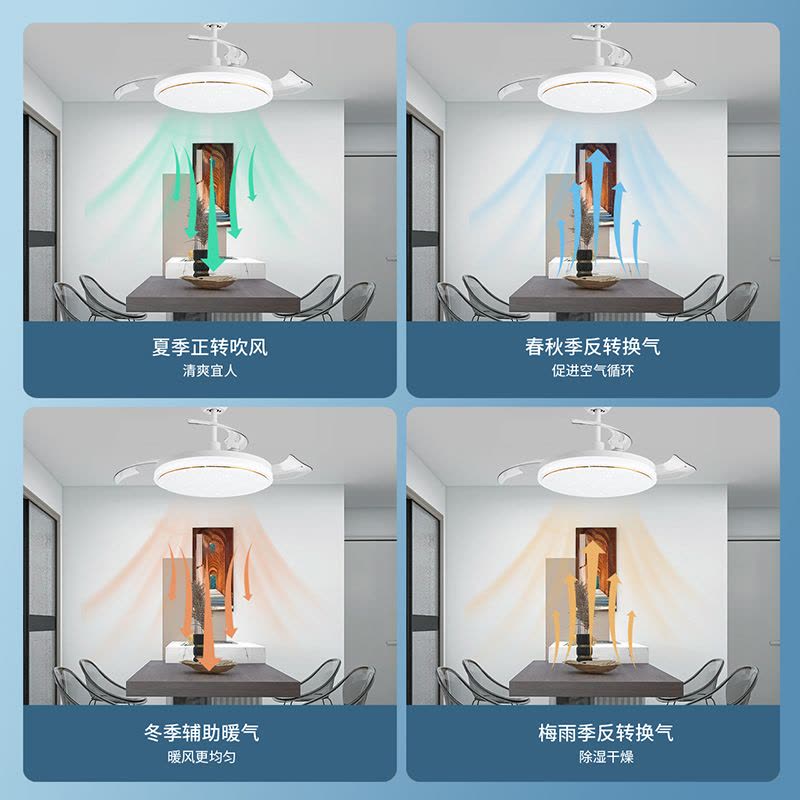 雷士照明吊扇灯客厅餐厅家用风扇吊灯简约现代电扇灯具遥控隐形风扇灯图片