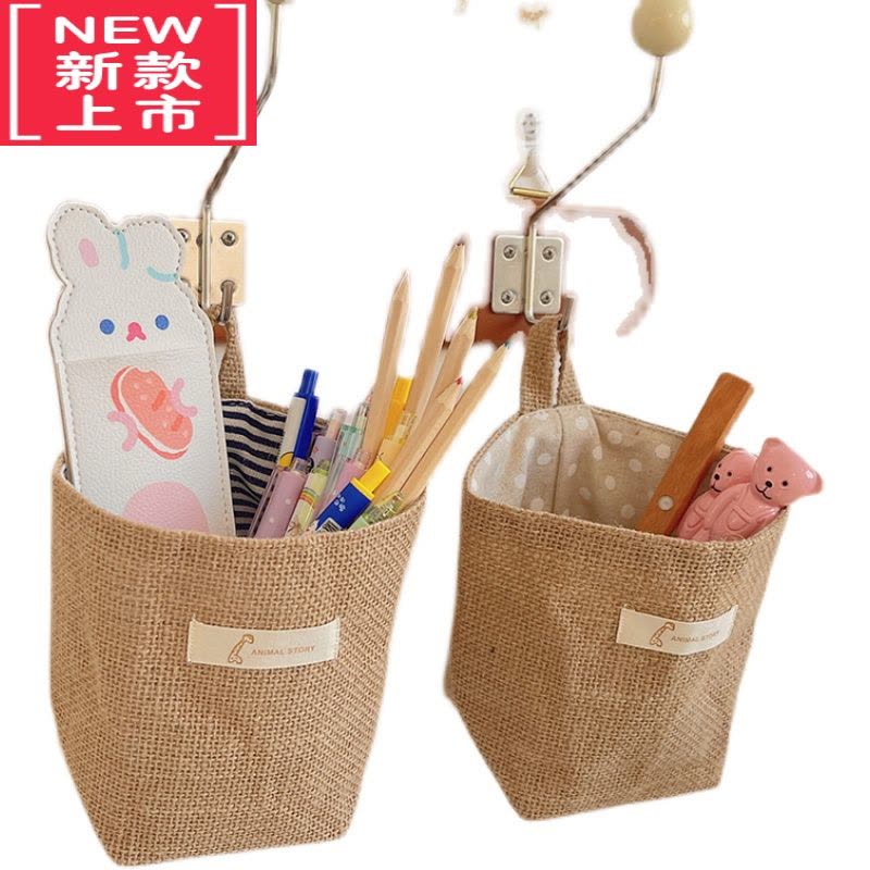 可莉允ins棉麻挂袋简约墙面收纳袋子 入户钥匙收纳文具学生宿舍杂物挂篮图片