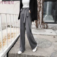 2018秋冬新款阔腿裤女韩版高腰拖地西装长裤垂感宽松休闲直筒裤子