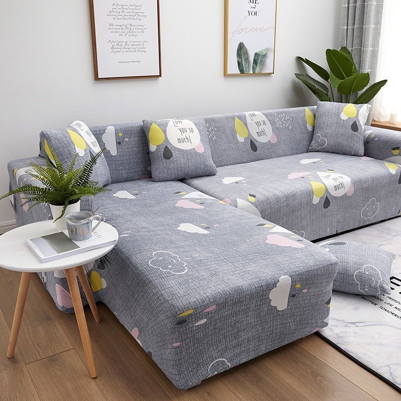弹力懒人沙发套罩通用型全包萬能套北欧简约布艺沙发垫全盖布 七彩云雨 S码(沙发长度90-140cm适用)一般适合单人沙发