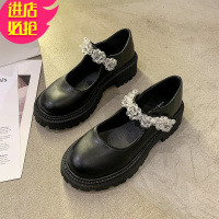 金三志小皮鞋女英伦风2021春季新款日系花朵娃娃鞋Lolita厚底玛丽珍单鞋休闲鞋