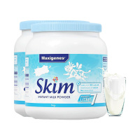 2件装丨Maxigenes美可卓蓝胖子蓝妹子脱脂高钙牛奶粉1kg/罐装成人中老年青少年学生孕妇奶粉3岁以上高钙奶澳洲进口