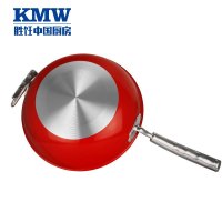 KMW绿鼎炒锅（中国红）Gpotl11-12 创新可立支架锅盖 304不锈钢加厚炒锅锅 少油烟防焦糊 32cm无涂层炒锅