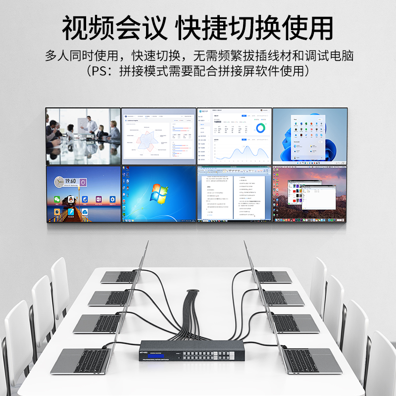 迈拓维矩 MT-HD88L hdmi矩阵8进8出高清4k音视频分配切换器解码器电脑笔记本会议服务器监控显示器投影仪切屏高清大图