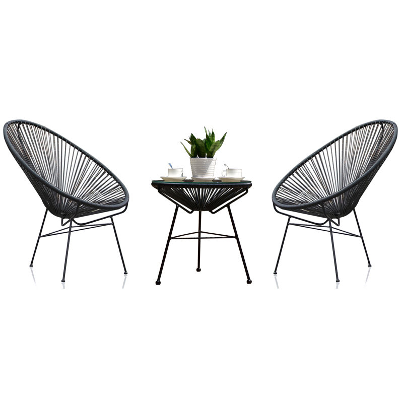 阳台休闲铁艺桌椅三件套北欧创意藤椅小茶几户外桌椅组合简约现代定制