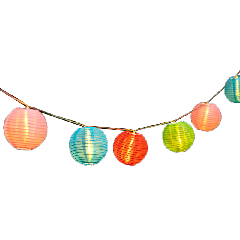 思唯美 中秋节灯笼灯串户外氛围布置LED彩灯 4米20灯(干电池盒)3寸混色灯笼