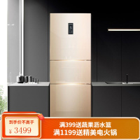 MeiLing/美菱220L三门家用宿舍用小型冰箱一级变频小冰箱 玫瑰金
