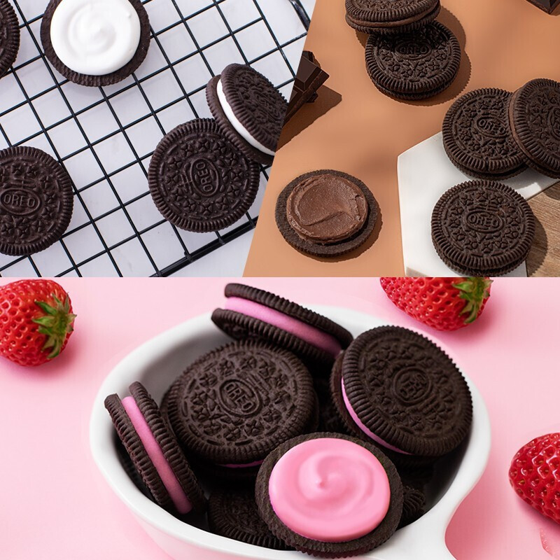 奥利奥oreo草莓味巧克力味原味夹心饼干349g休闲零食办公室零食