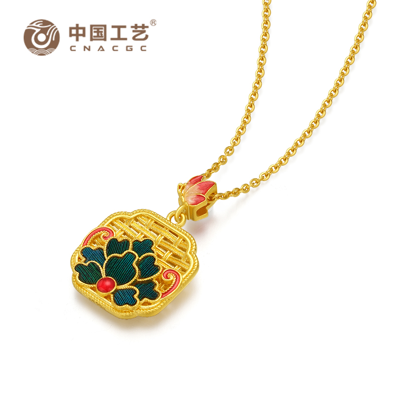 [七夕精选]蝶舞足金999点翠蝴蝶套链吊坠珠宝项链礼物