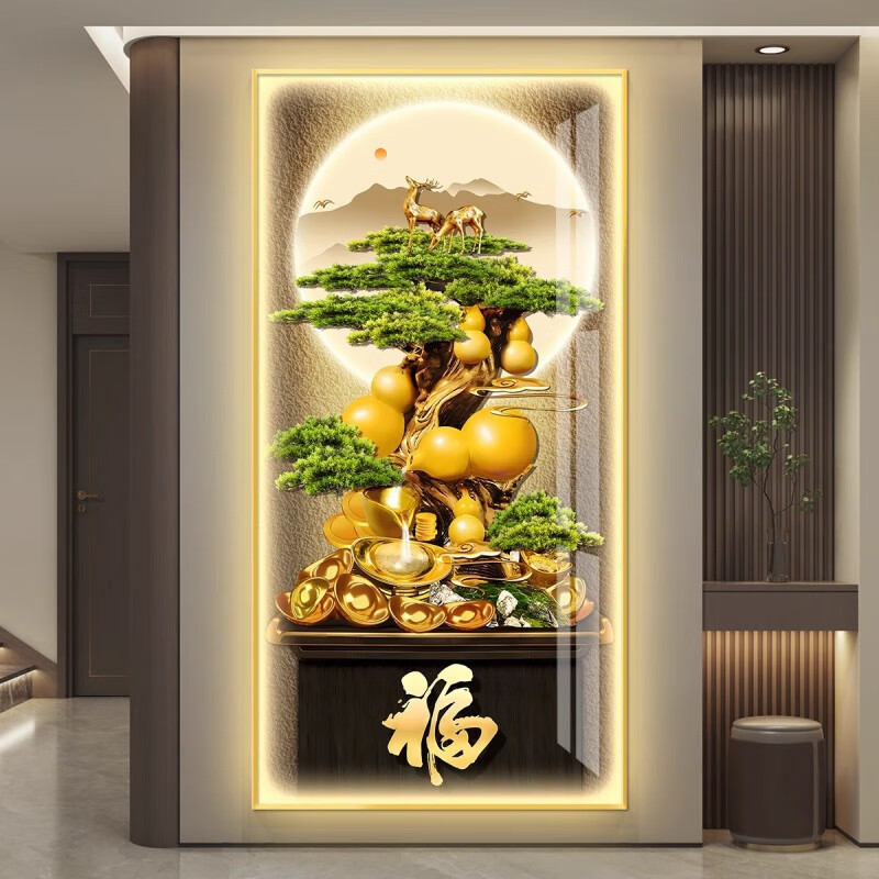 维诺亚葫芦led带灯轻奢入户玄关装饰画走廊过道挂画壁画简约感高清大图