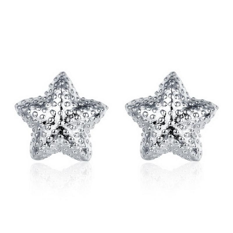 E032 Women silver plated earring 镀925纯银耳钉时尚清新耳环女