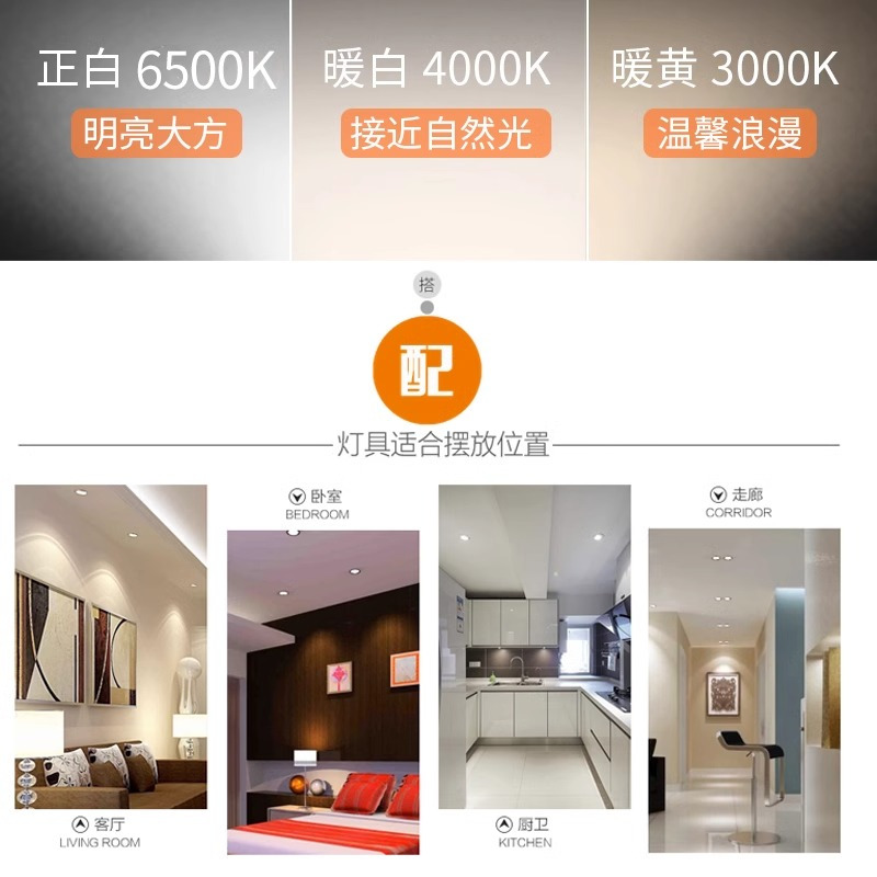 佛山照明天花灯嵌入式开孔吊顶筒灯 [开孔10-11cm]全白[暖白光]7W