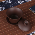 功夫茶具家用茶碗紫砂三才碗茶杯大号陶瓷盖碗套装带盖冲泡茶碗_909