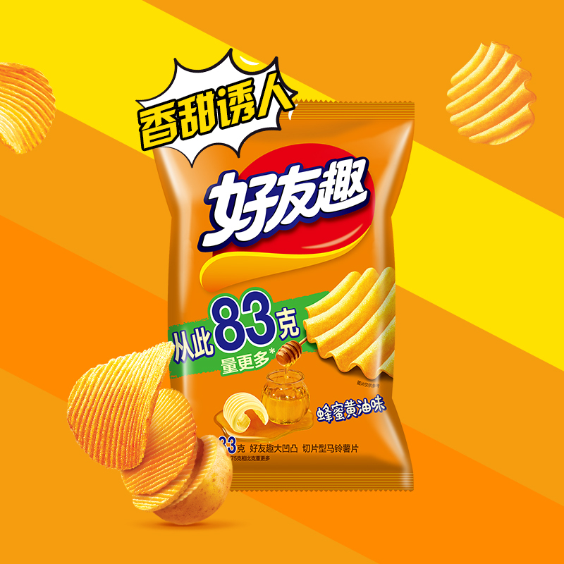 好丽友好友趣大凹凸 蜂蜜黄油味83g*3袋好友趣薯片韩国泡菜味土豆薯条膨化小零食