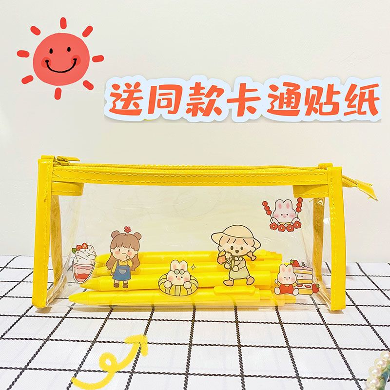 透明笔袋ins日系风男女生韩版简约大容量笔袋男生小学生pvc文具袋