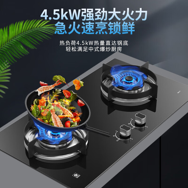 樱花JZT-BGC1T燃气灶4.5KW大火力煤气灶双灶具天然气液化气嵌入家用(天然气)