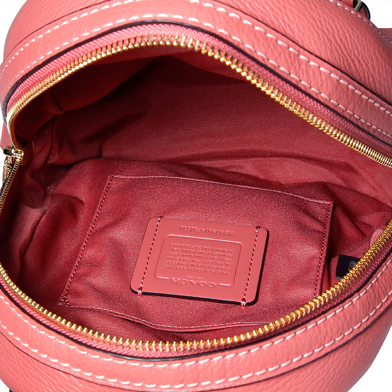 COACH 蔻驰 奢侈品 欧美时尚女士桃红色皮革单肩双肩两用包拉链女双肩包