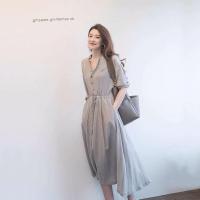 高端孕妇连衣裙春夏装潮辣妈个性宽松孕妇夏装套装时尚款长裙夏款 高品质-灰色连衣裙 M