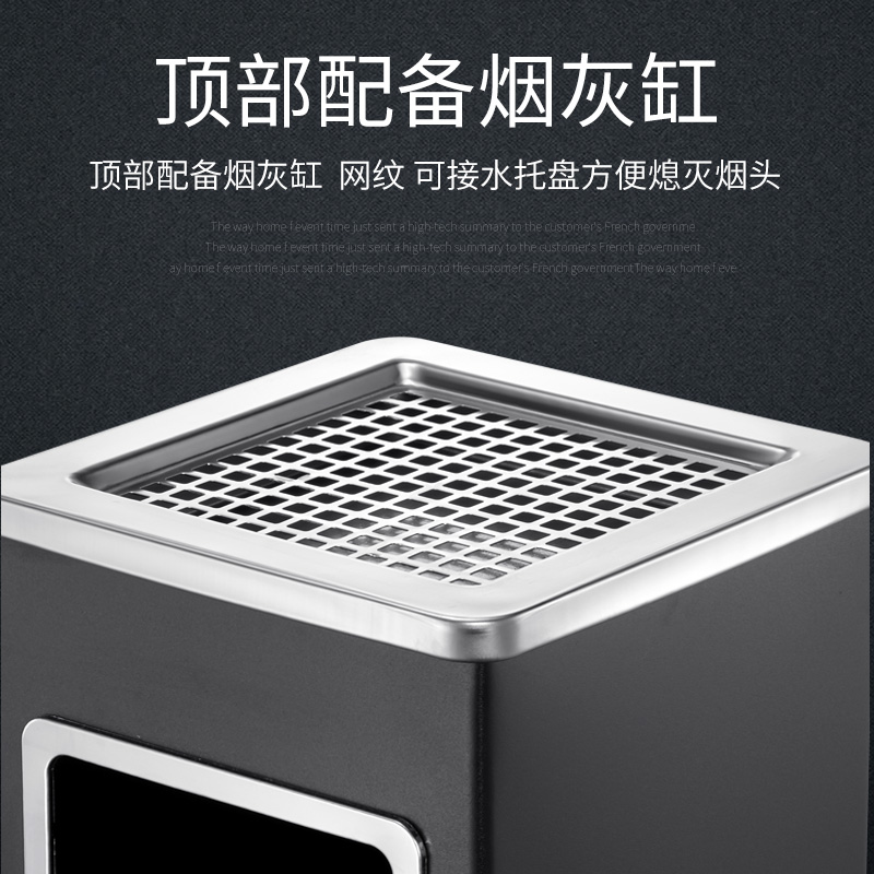 铭威盾不锈钢圆形大号商用垃圾桶酒店ktv大堂立式烟灰桶电梯口高档户外高清大图