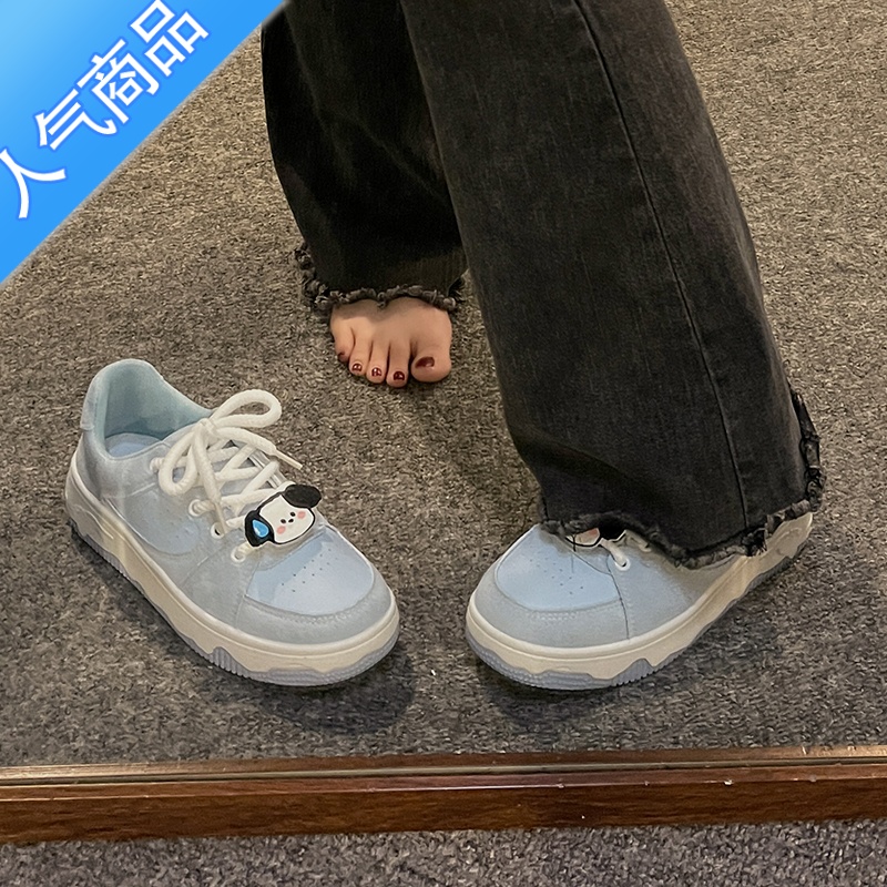 SUNTEK小众设计网红可爱面包板鞋女2023夏季新款厚底百搭透气休闲小白鞋高清大图