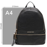 MICHAEL KORS 迈克·科尔斯 MK双肩包 奢侈品 牛皮女士金属拉链双肩包 中号黑色