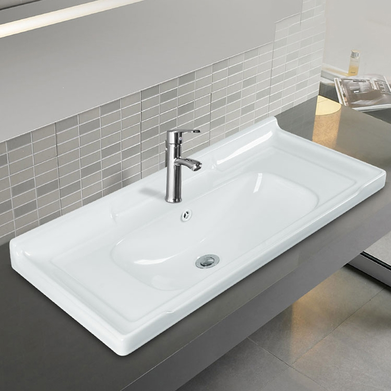 阿斯卡利(ascari)台中盆半嵌入式洗手盆一体陶瓷单盆卫生间洗漱浴室柜