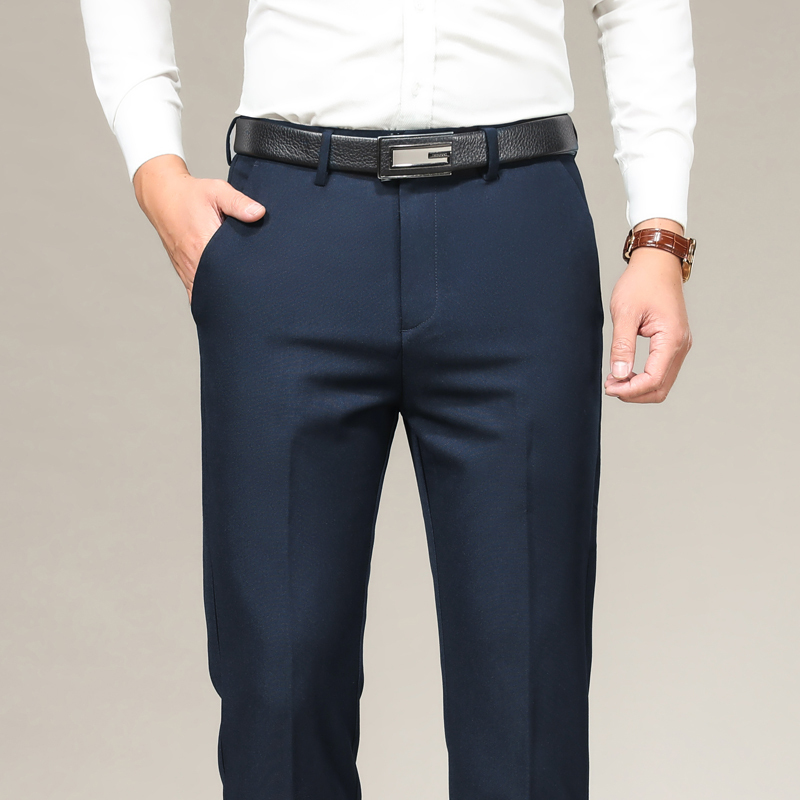 金盾kindon夏季薄款天丝中年西裤男直筒长裤子免烫西装裤宽松商务正装